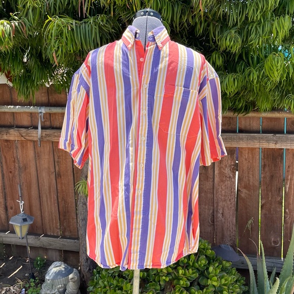 Vintage Mervyn’s Cambridge 90’s Striped Button Front Shirt size L - Picture 1 of 7